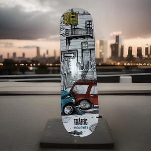 Magenta Traffic Maloney Skateboard Deck  Car Accident Excellent Condition