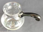 Pyrex Carafe 1 Cup VTG MCM Long Black Handle Spout Silver Tone Collar Farmhouse