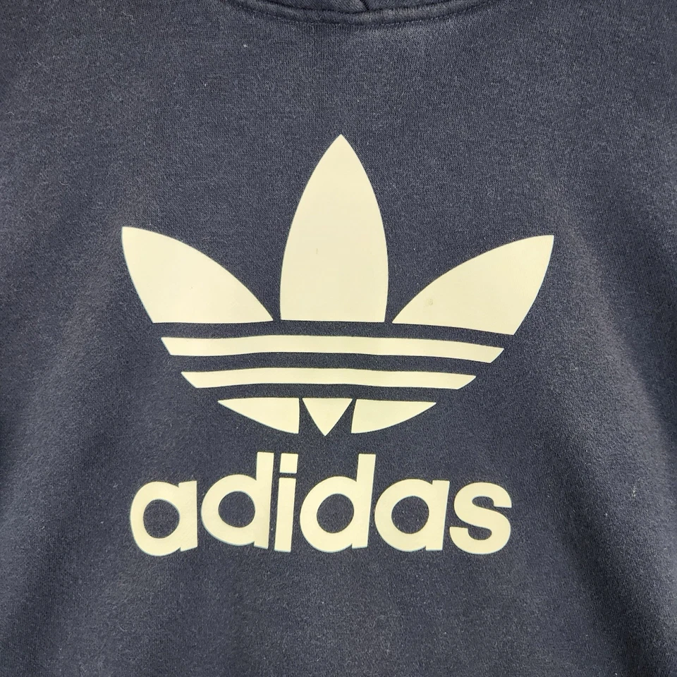 Sudadera con Capucha Adidas Para Mujer Azul Mediana Recortada Logo Grande Foto 2 de 4