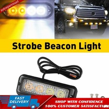 1x White/Amber 4 LED Car Truck Emergency Warning Hazard Flash Strobe Light Bar U