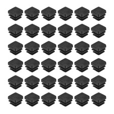 38Pcs Square Plastic Plugs, 10 x 10mm PE Pipe Tubing End Caps for Tube, Black