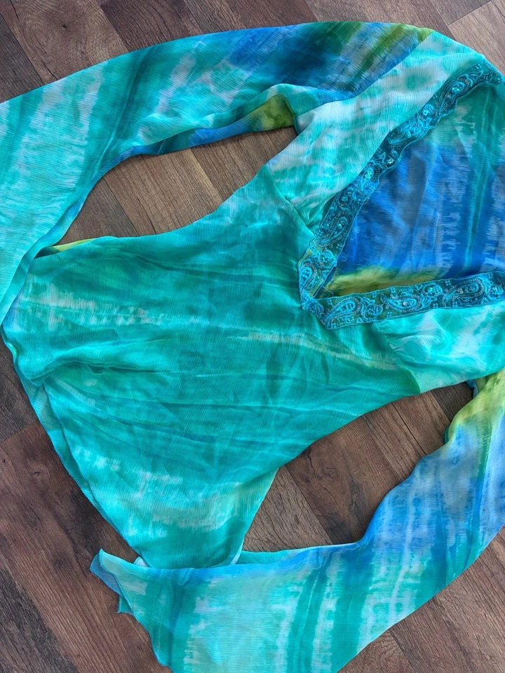 Top vintage manga larga acampanada malla cachemira lentejuelas encaje hada boho mediano Foto 2 de 4