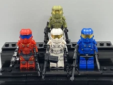 Custom Lego Halo Master Chief Red White And Blue Mini Figure Set