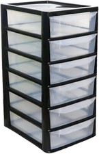 6 slim  Drawer Plastic Storage Tower Unit Organizer Home Office School  Chest