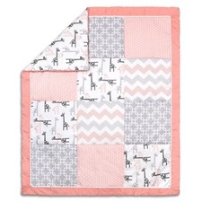 NEW Uptown Girl Giraffe  Geometric Patchwork Baby Crib Quilt by The Peanutshell