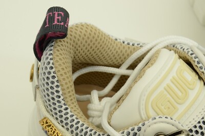 Authentic Gucci Sega Flashtrek Ladies White Sneakers Stretch Faux