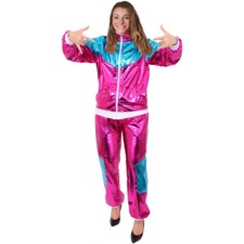 LADIES 1980S SHELL SUIT FANCY DRESS COSTUME 80S SCOUSER SHINY RETRO TRACKSUIT