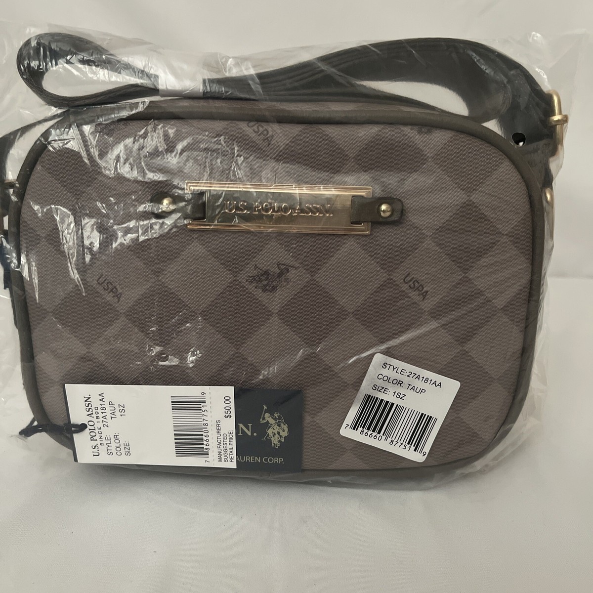 【r.s】 U.S. POLO ASSN. Taupe Diamond Printed DHM Women Cross Body | eBay