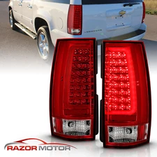 For 2007-2014 Chevy Suburban Tahoe Yukon Red LED C-Tube Tube Tail Lights Lamps