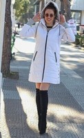White Winter Coat Jacket Women Parka with Zipper, Pockets and Hooded