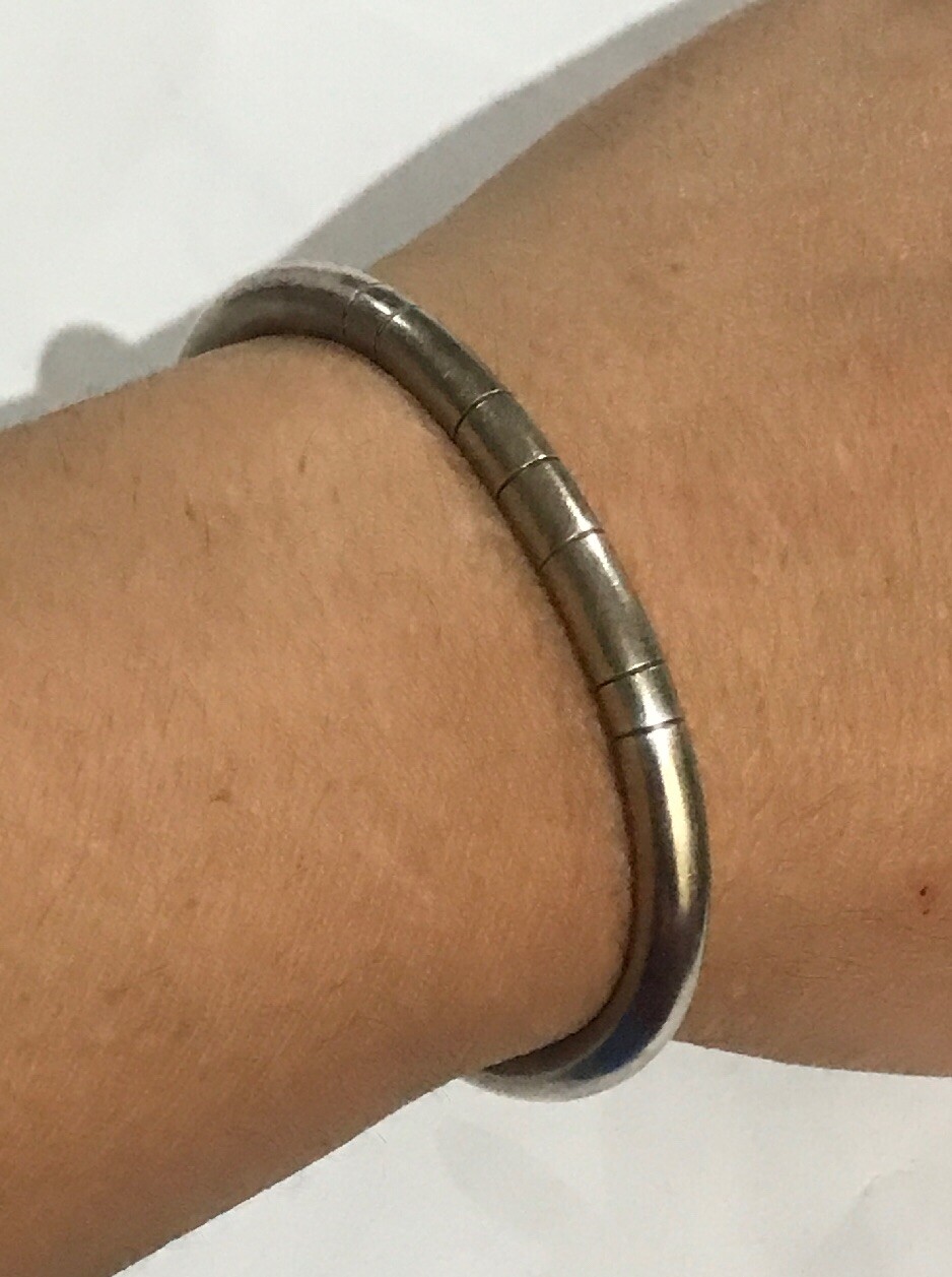 Sterling Silver Solid Abstract Modernist Cuff Bra… - image 8