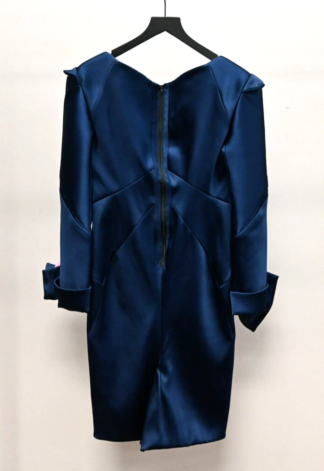 Vestido de cóctel Zac Posen azul marino talla 10 largo midi manga larga Foto 2 de 4