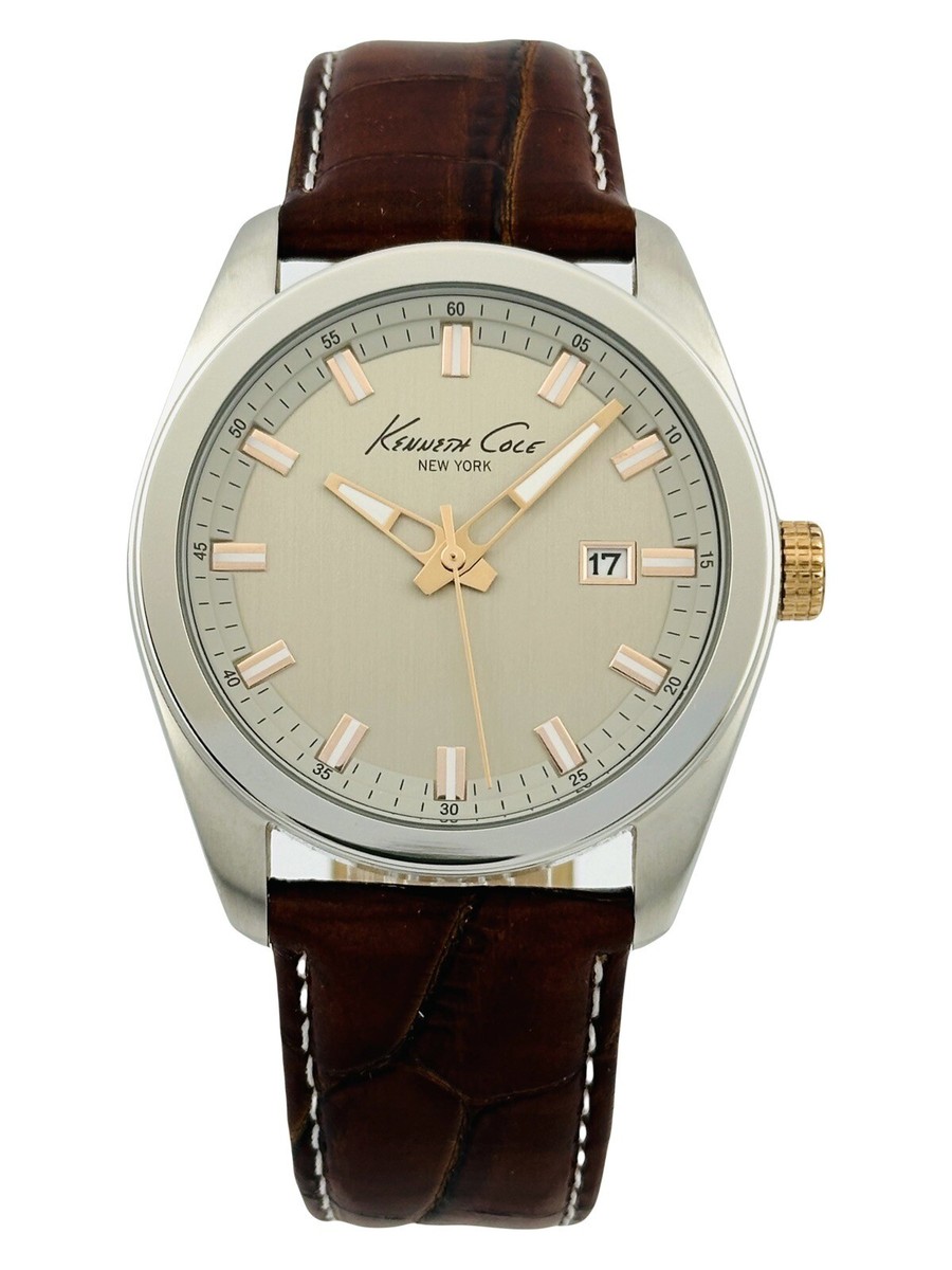 Kenneth Cole Men's KC8038 Dress Sport Round Brown Leather Strap