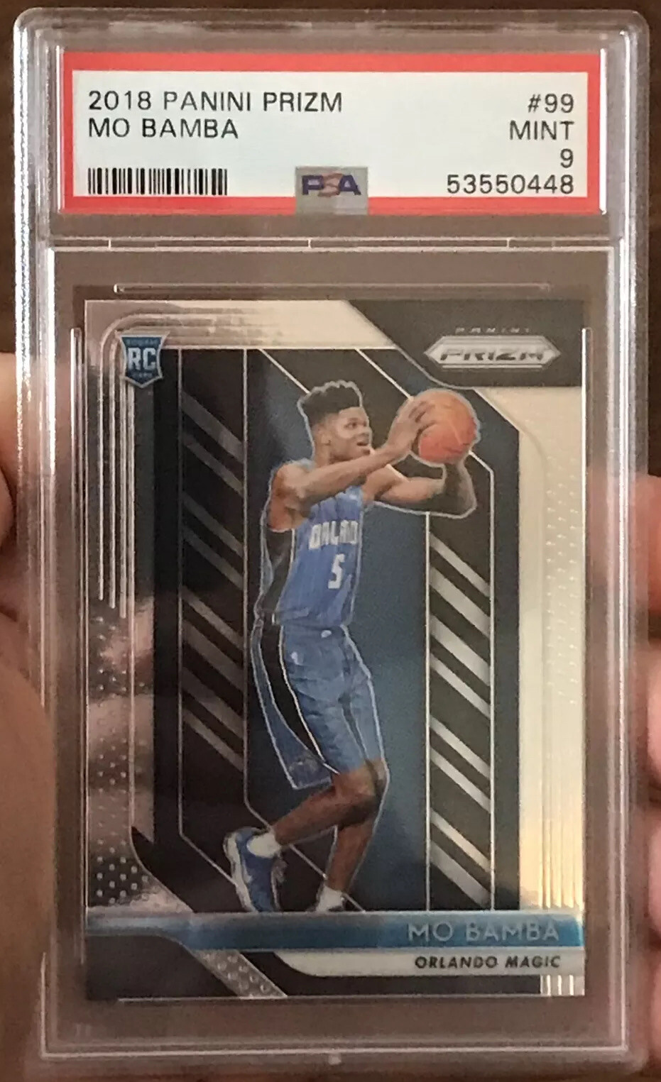 2018 Mo Bamba PSA 9 Panini Prizm Base #99 Rookie RC Orlando Magic Invest Mint