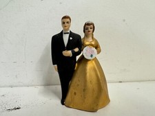 Vintage Wilton Small Ceramic Cake Topper of Wedding Bride and Groom