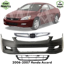 Front Bumper Cover Fascia & Grille Assembly Kit For 2006-2007 Honda Accord