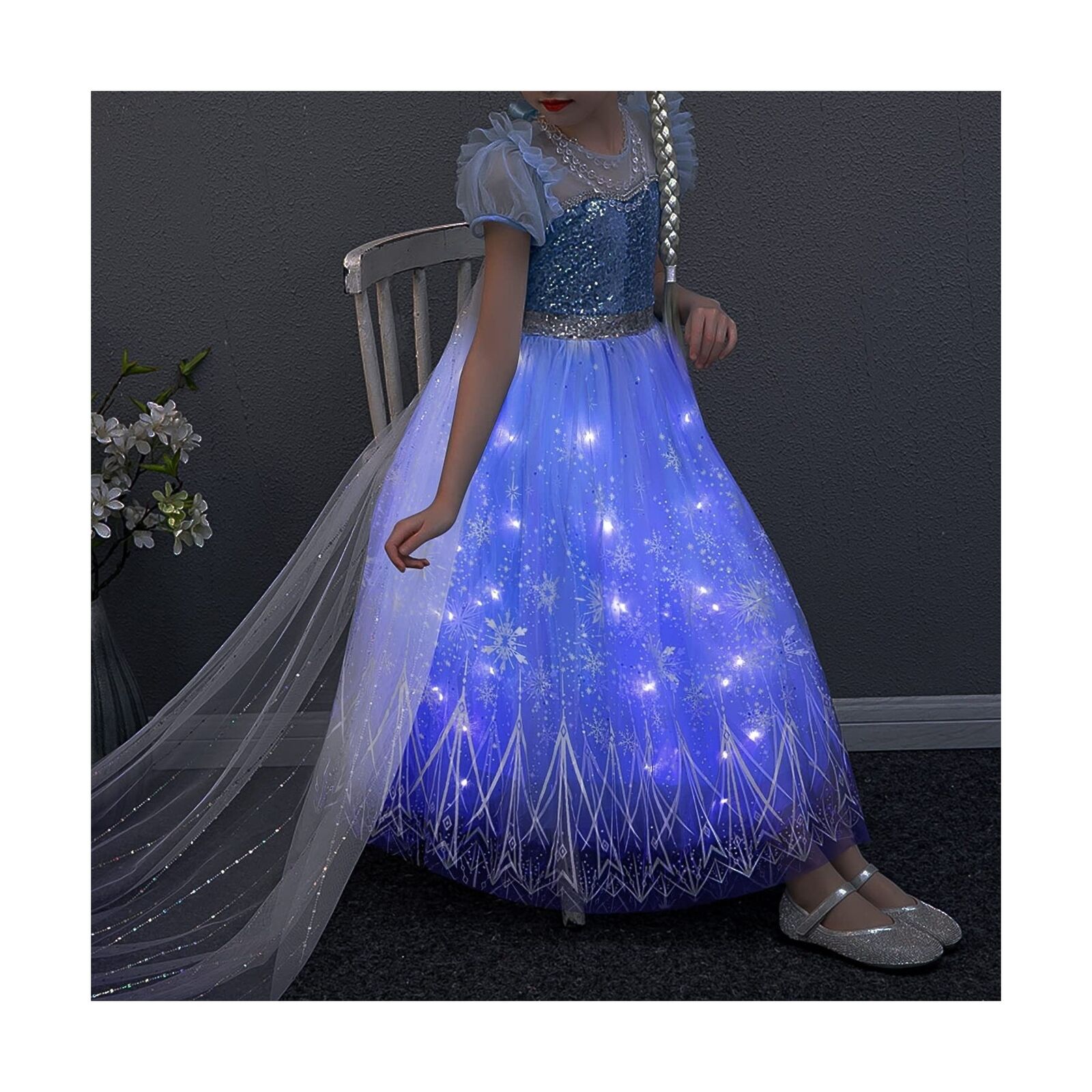 UPORPOR Light Up Girls Halloween Costume Snow Princess Dress Ice