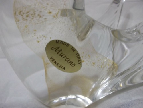 Murano Art Glass Peace Dove Gold AVENTURINE Center Hand Blown Italy Vintage - Picture 9 of 15