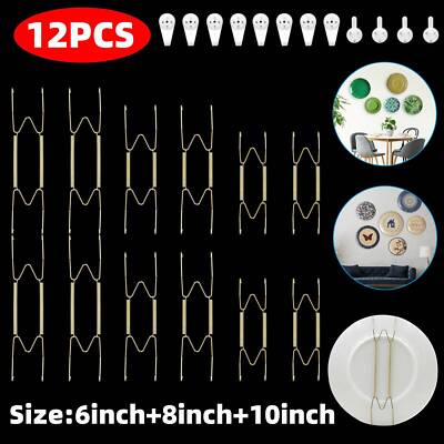 12PCS Decorative Plate Hangers Wall Spring Hook Holder Hanging Home 6/8/10inch