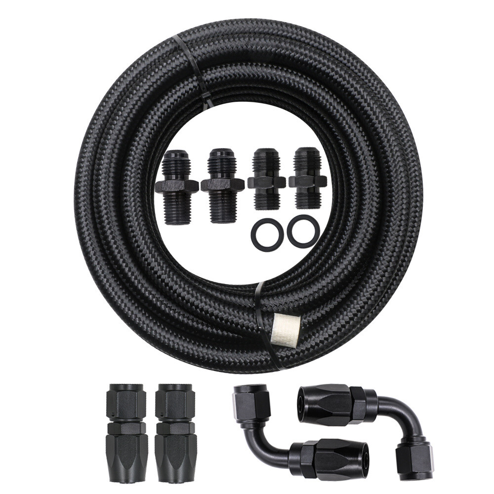 4L60E 4L65E Automatic Transmission Cooler Line Kit Black 6 AN Steel