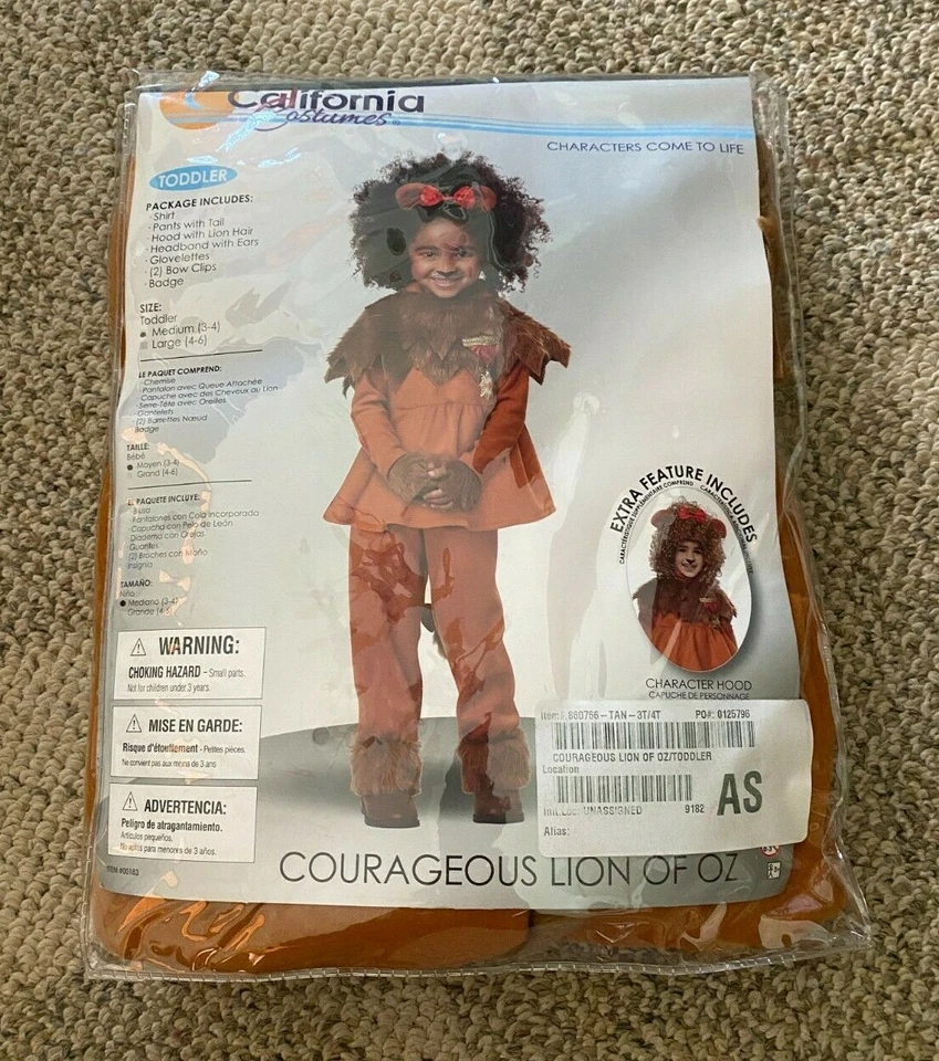 Disfraz de León de Oz valiente persiguiendo luciérnagas niño pequeño talla 4T 5T 6 (L) Foto 3 de 4