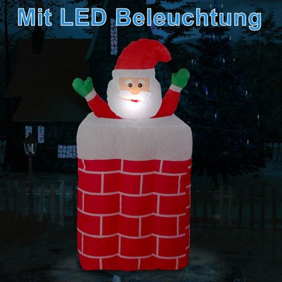 Aufblasbarer Weihnachtsmann im Schornstein mit LED-Beleuchtung - 180cm