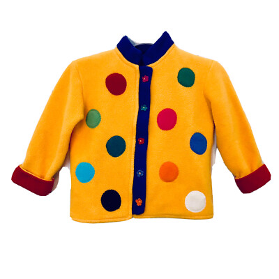 Nancy Klion Designs Girls S Yellow With Multi Color Dots Soft Fleece Coat OOAK