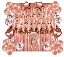 Designer Rose Gold 3rd Happy Birthday Balloon Banner Party Decoration Supplies