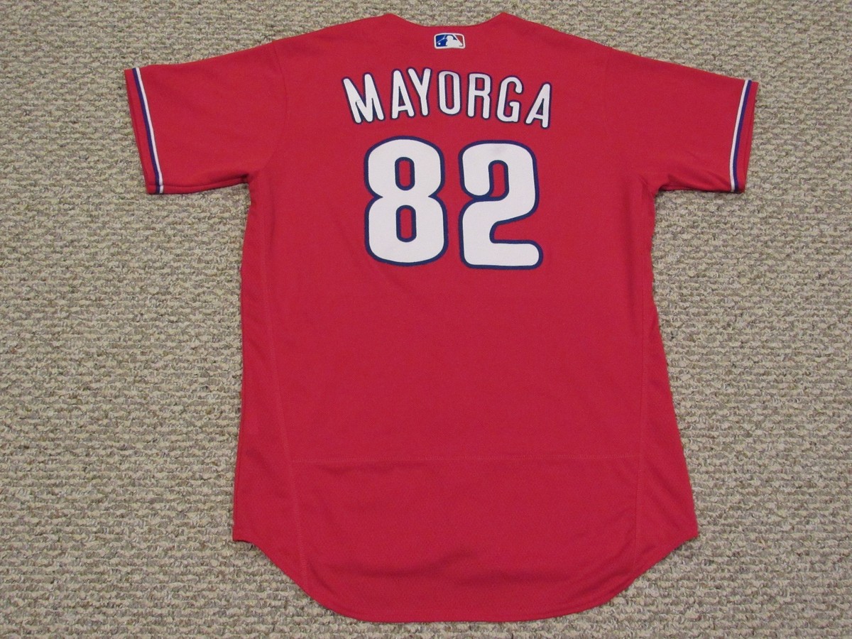 MAYORGA size 46 #82 2016 Phillies GAME USED JERSEY alt red