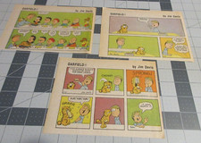 Lof of 3 Garfield by Jim Davis Clipped Strips from Sunday comic supplement 1981