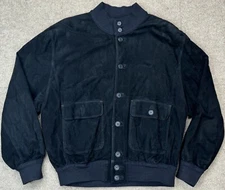 Gallotti Vera Pelle Men's Vtg Black Button Up Long Sleeve Suede Jacket Size 54