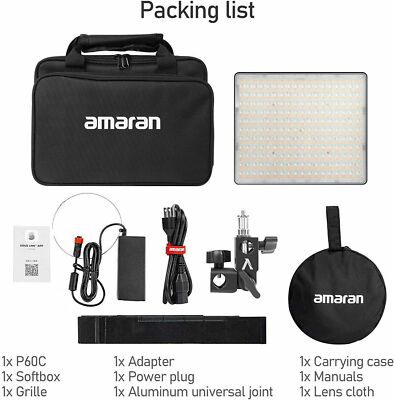 Aputure Amaran P60c 3 Light Kit RGBWW LED Video Light Panel with 3