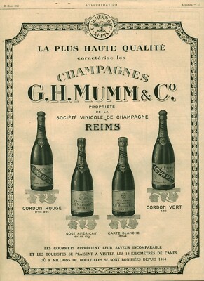 Antique Champagne Advertising G. H. Mumm & C° 1921 Magazine Issue