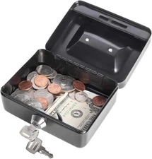 Small Security Box Safe Chest Key Lock Money Document Cash Jewelry New