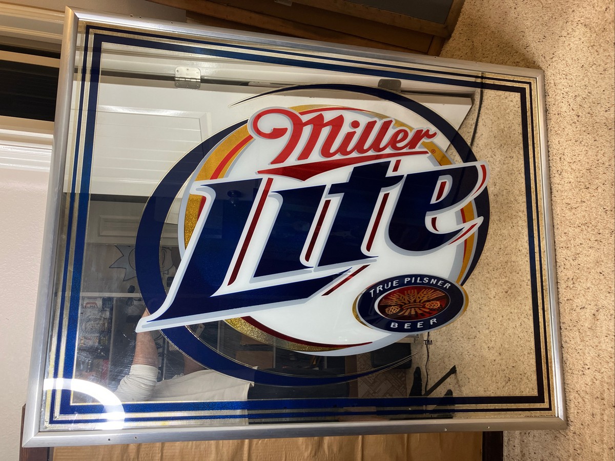 Miller Lite Beer Back Bar Mirror Huge Mancave Sign 52”x40 Miller Lite Beer Back Bar Mirror Huge Mancave Sign 52”x40