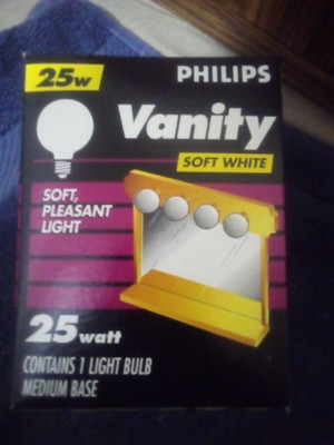 20- PHILIPS SOFT WHITE 25W VANITY LIGHT. MEDIUM BASE. G25. NEW no better deal 