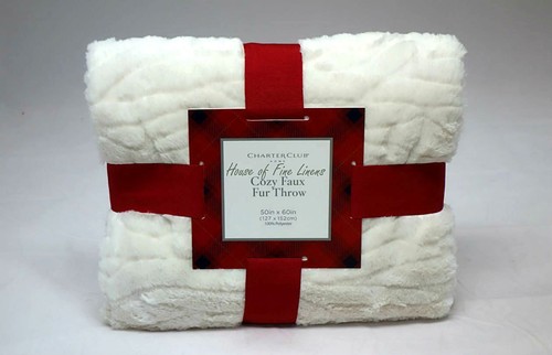 New Charter Club Faux Fur Plush Leopard Animal Print & Ivory Cream Throw Blanket - Picture 6 of 6