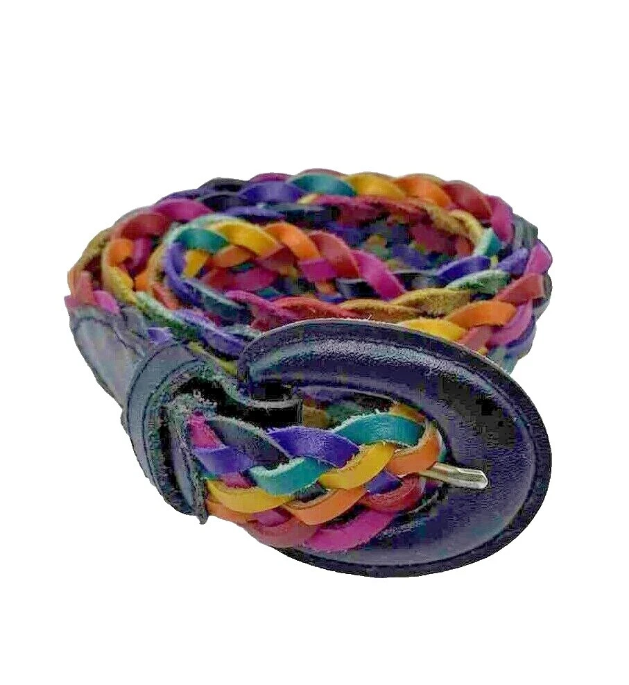 Leather Multicolor Textured Belts for Women