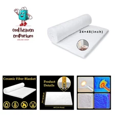48"x24" x1" Thick Ceramic Fiber Blanket Fireproof Insulation Baffle Rated to ...