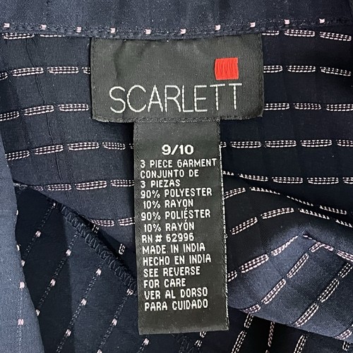 Traje Scarlett Vintage Para Mujer Talla 9/10 Conjunto de 3 piezas Falda Blazer Tanque Azul Marino Rosa - Imagen 5 de 14