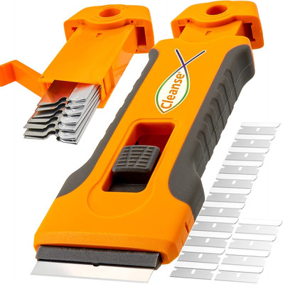 Glass Stove Top Cooktop Scraper Cleaner Cleaning Razor Tool, 15Pcs Extra Blades