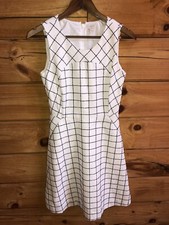 J CREW SLEEVELESS A LINE DRESS IN WINDOWPANE TWEED NAVY IVORY 2 MSRP $138