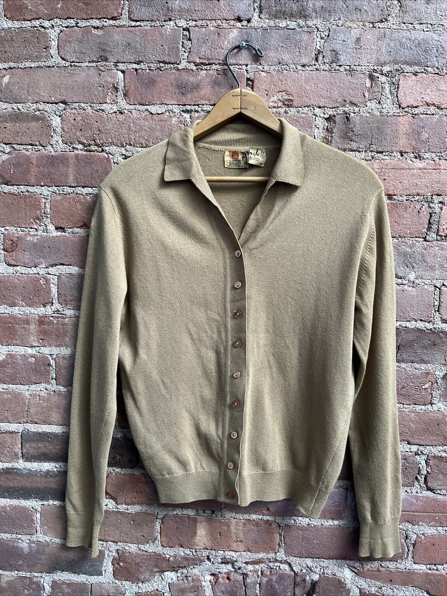 Vintage Pringle Women's Cardigan Sweater, Sz 38, Khaki 100