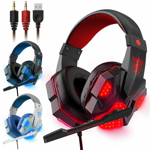 3.5mm Gaming Headset Mic LED Headphones 