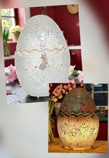 ELAMBIA Traumhaftes großes LED-Ei Mosaikglas Perlmutt edler Glanz TIMER 20cm
