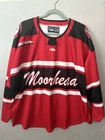 Men’s Moorhead Spuds Autographed Hockey Jersey Red/Black Gemini Size Large