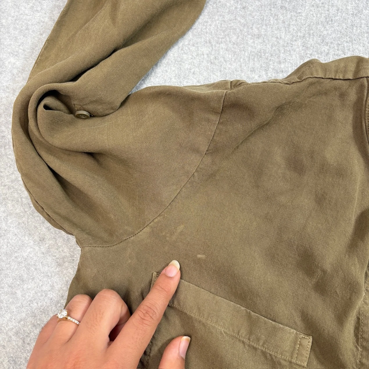 VETEMENTS Abito Anthropologie in tessuto e pietra donna S verde tunica manica lunga bottoni LEGGI