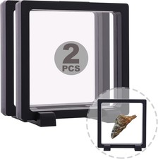 2 Pack 3D Floating Display Case Holder Frame with Stand for Coins Pins