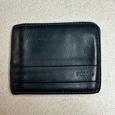 Fossil Men's Black Leather Trifold Wallet
