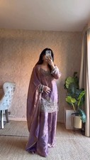 New Presenting Heavy Silk Purple Top Palazzo With Dupatta For Wedding Wear
